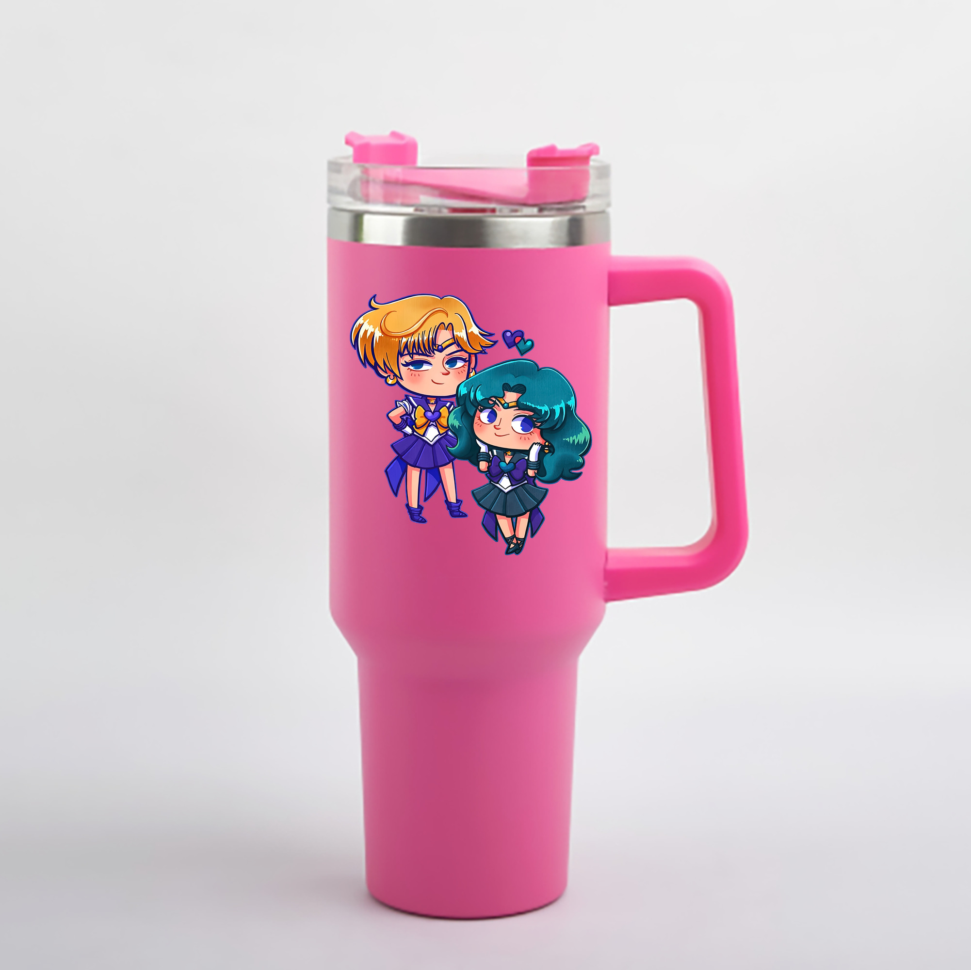 （画像用） 美少女戦士セーラームーン 天王はるか Sailor Moon Tenoh Haruka 1200mL車用タンブラー - クリスタルステッカー（プラスチックストロー付き）